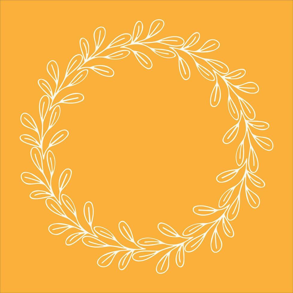 Clip art of hand drawn wreath of Autumn doodle leaves on isolated background. Warm design element for Autumn harvest, Thanksgiving, Halloween and seasonal celebration, textile, scrapbooking. vector