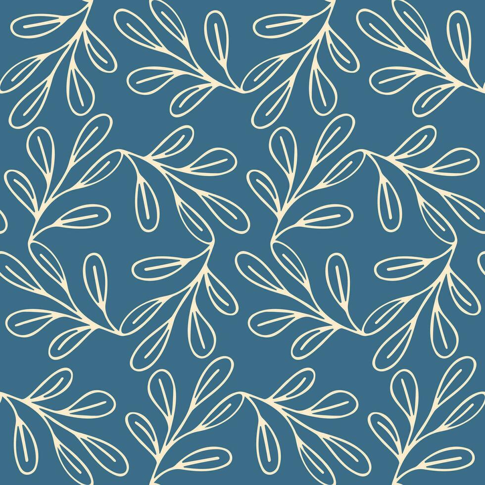 Seamless hand drawn pattern of doodle outline leaves on isolated background. Background for Autumn harvest holiday, Thanksgiving, Halloween, seasonal greeting, textile, scrapbooking, paper crafts. vector