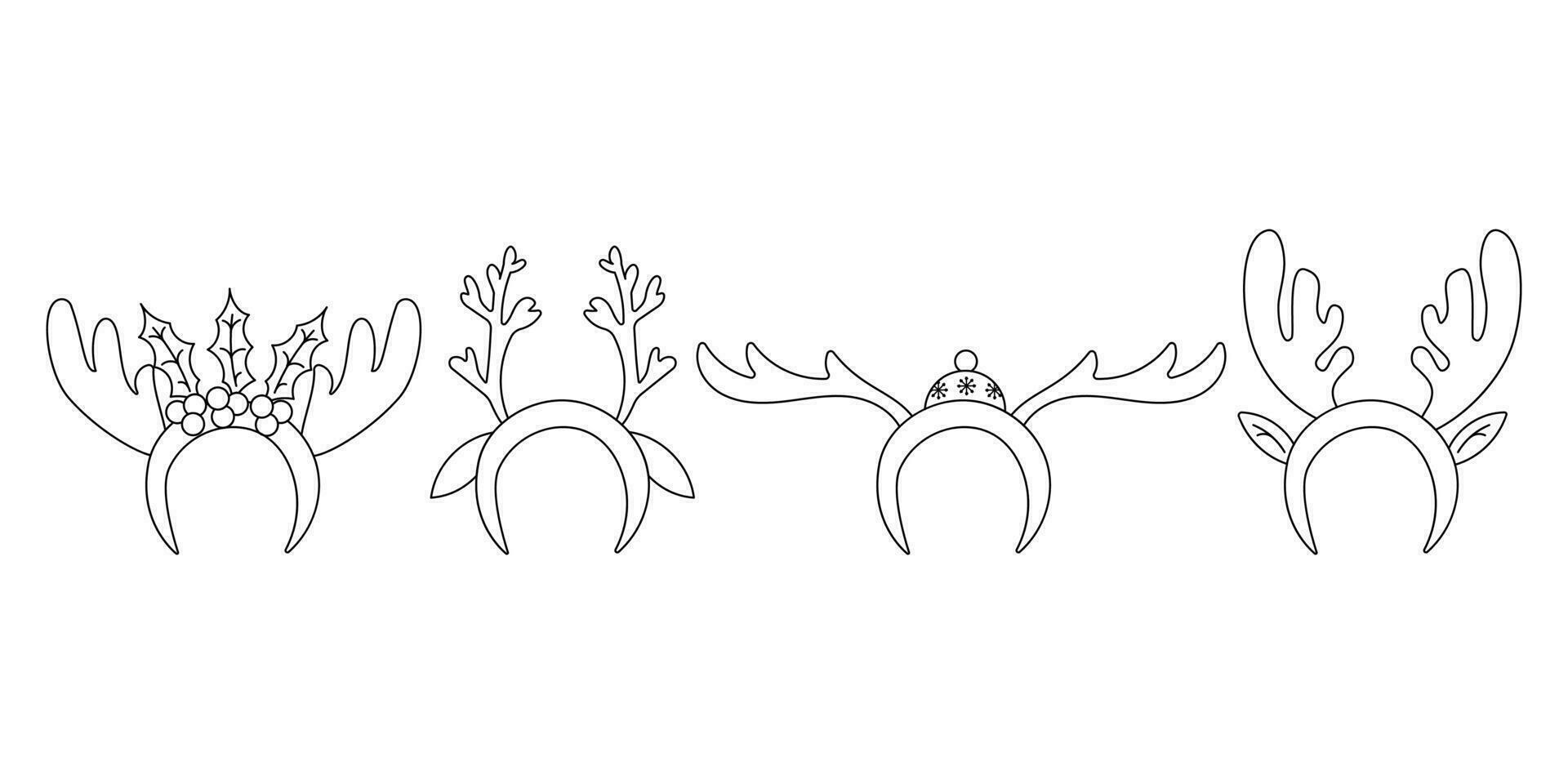 deer antler headbands set christmas textile i vector