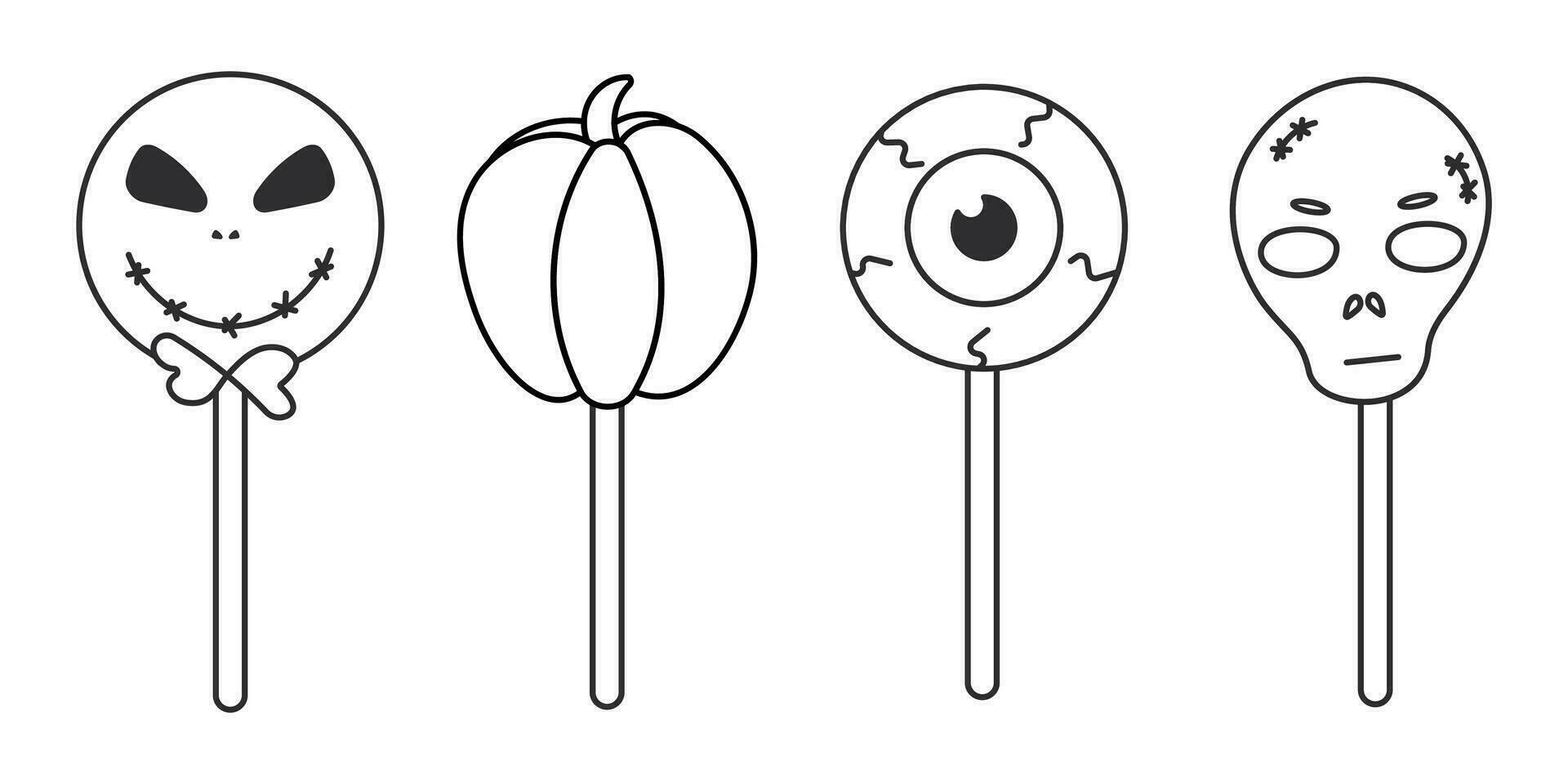 cakepops chupacápsulas dulce Víspera de Todos los Santos de miedo conjunto vecto vector