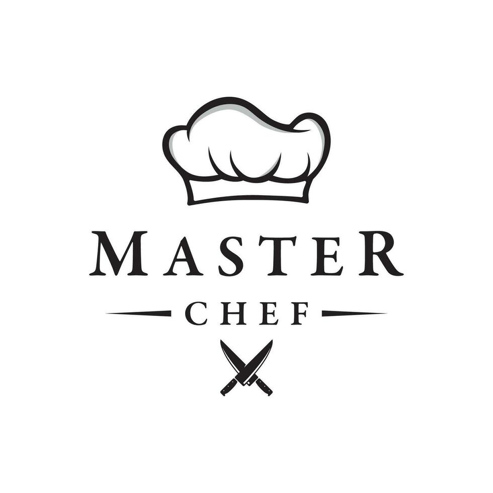 Kitchen logo design with creative chef's hat and cooking utensils. Logo for restaurant, chef, business. vector