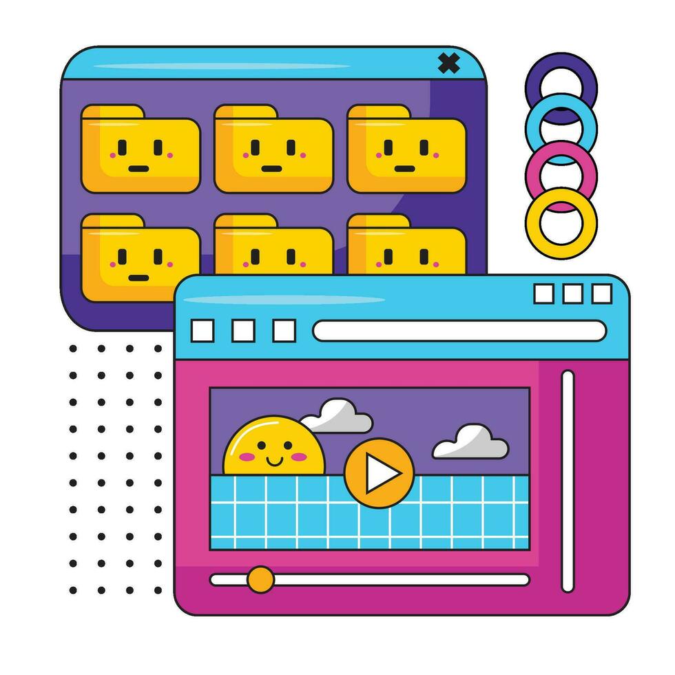 Colorful Retro Computer Sticker Illustration vector