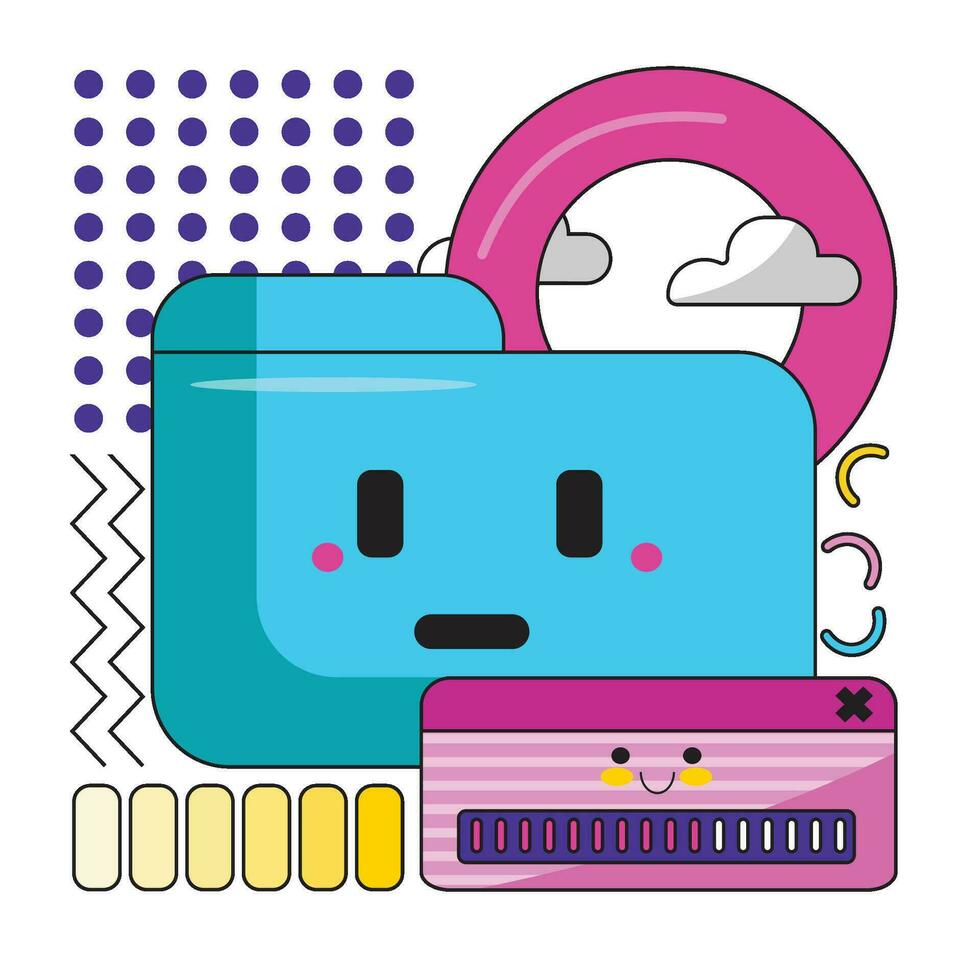 Colorful Retro Computer Sticker Illustration vector