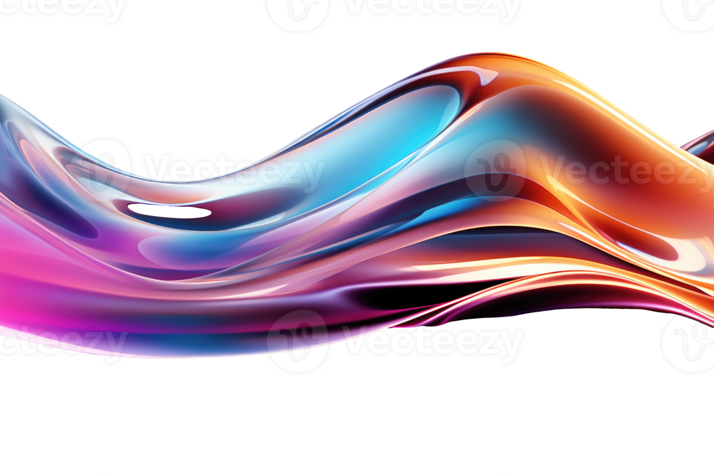 3D Iridescent Abstract Shape Isolated PNG - AI Generative