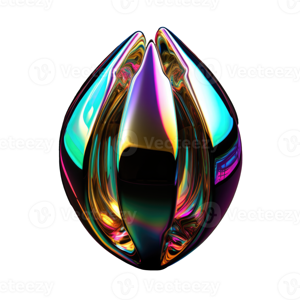 Iridescent 3D Fluid Abstract Shape Isolated AI Generative png
