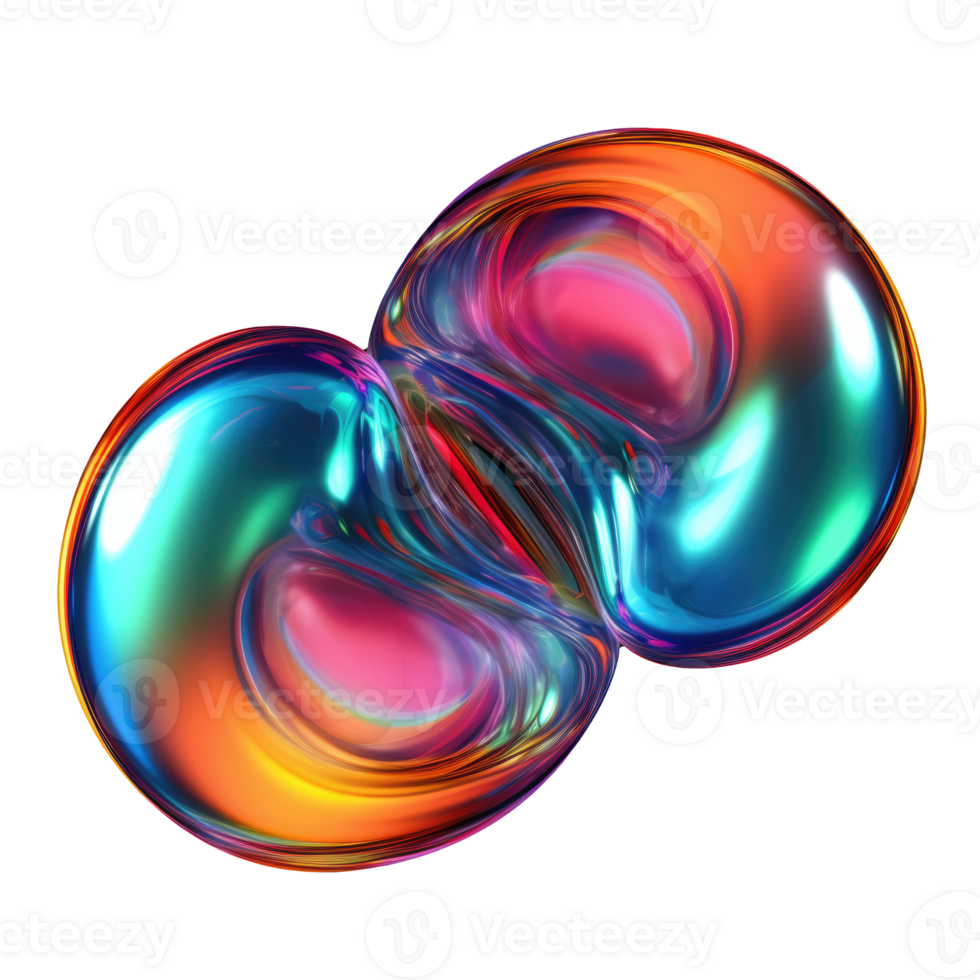 Iridescent 3D Abstract Shape Isolated AI Generative png