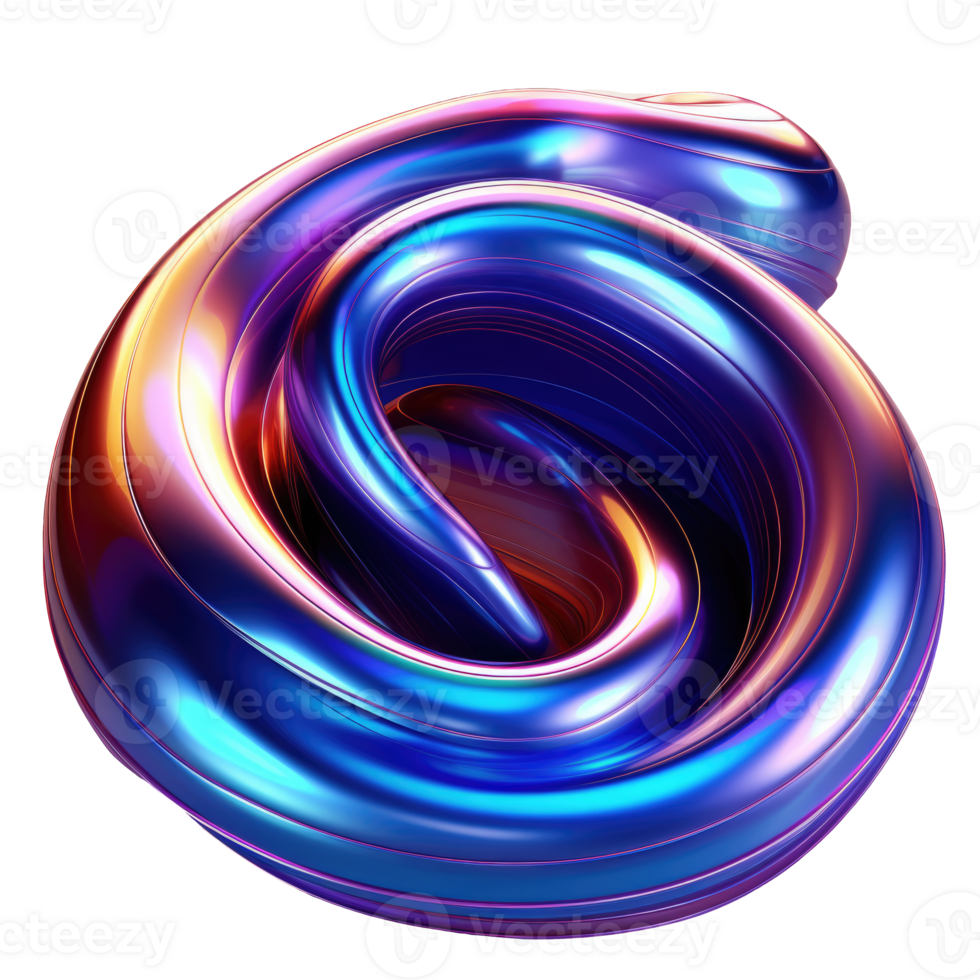 3D Iridescent Abstract Shape Isolated PNG - AI Generative