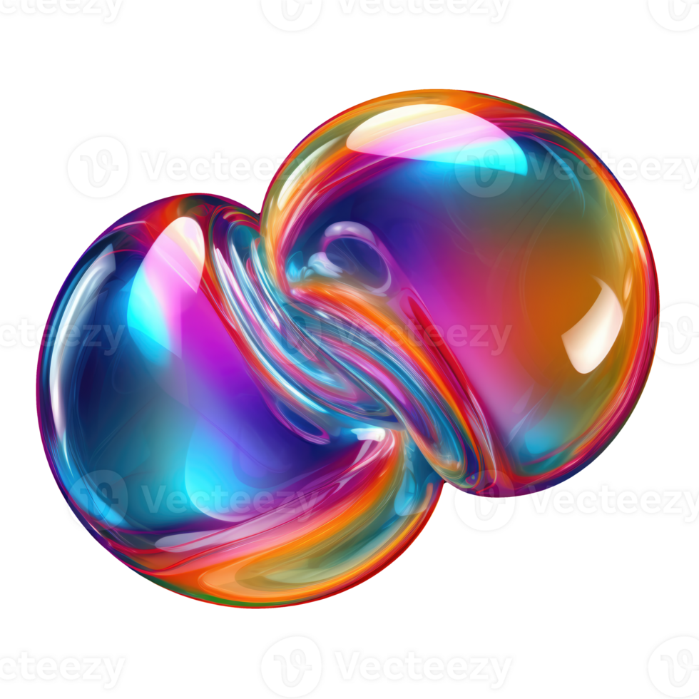 Iridescent 3D Abstract Shape Isolated AI Generative png