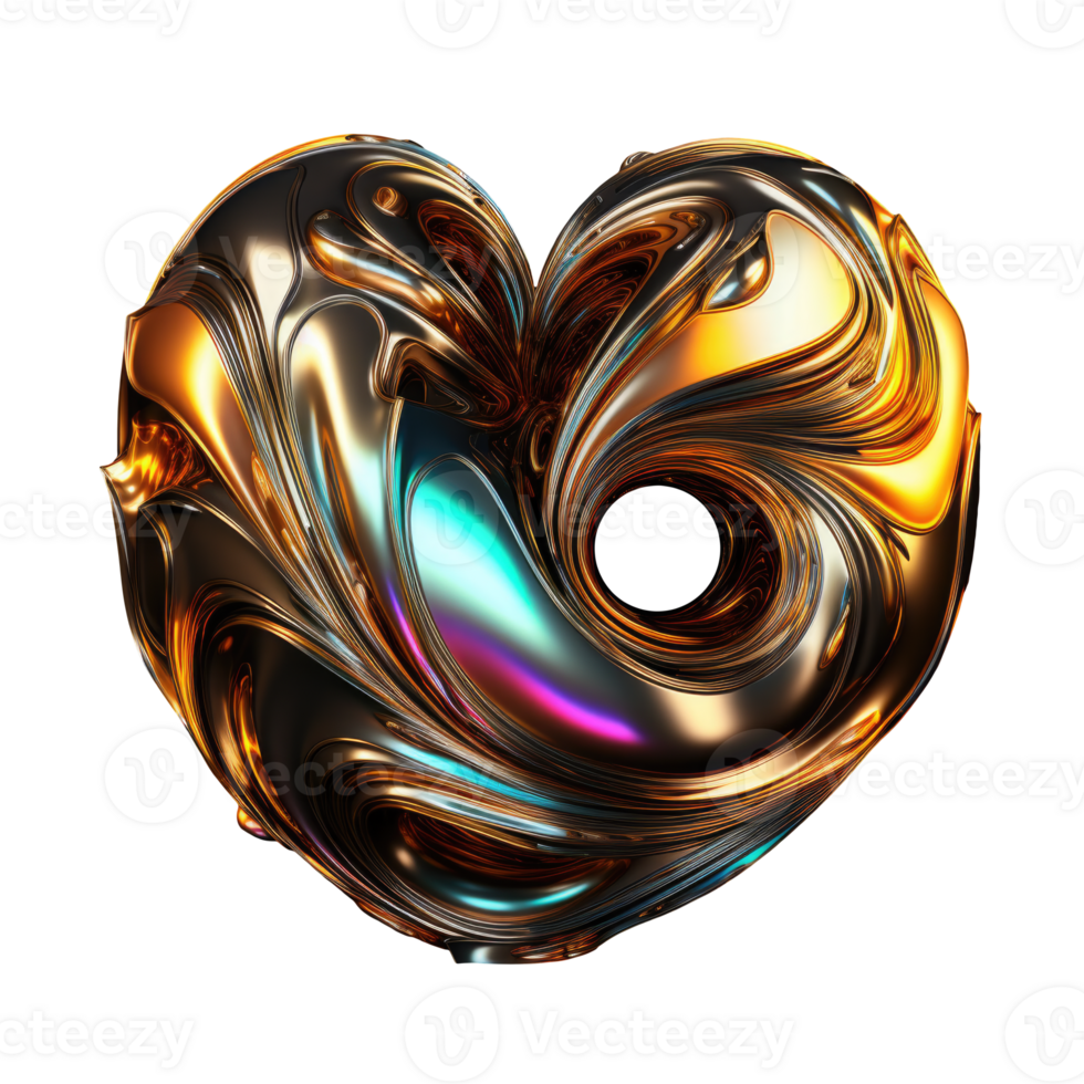 3D Iridescent Abstract Shape Isolated PNG - Generative AI