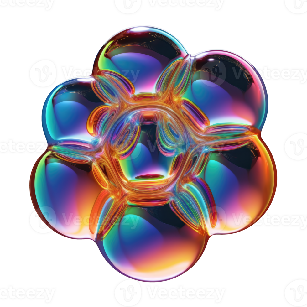 3D Iridescent Abstract Shape Isolated PNG - AI Generative