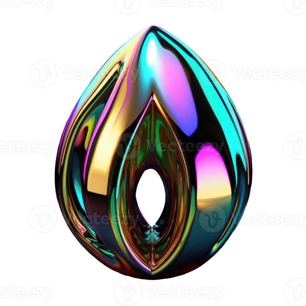 3D Iridescent Abstract Shape Isolated PNG - AI Generative
