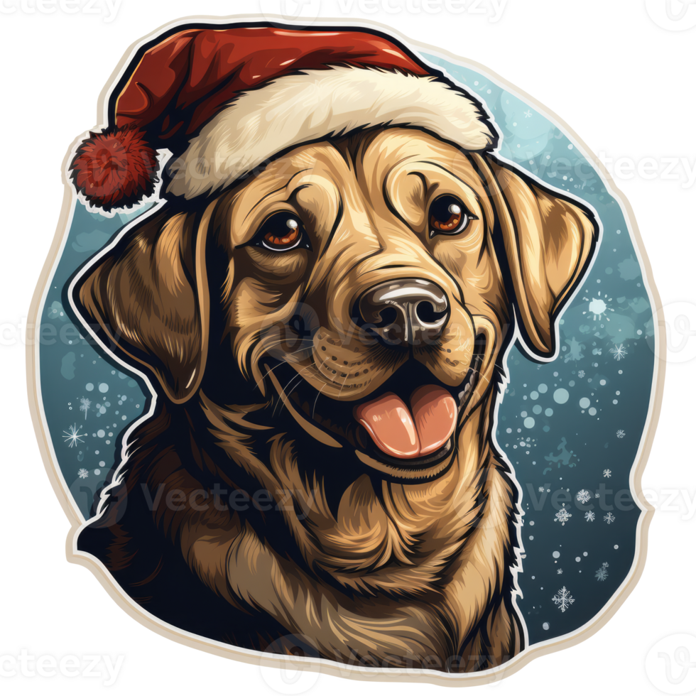 Dog With Christmas Hat Isolated PNG - Generative AI