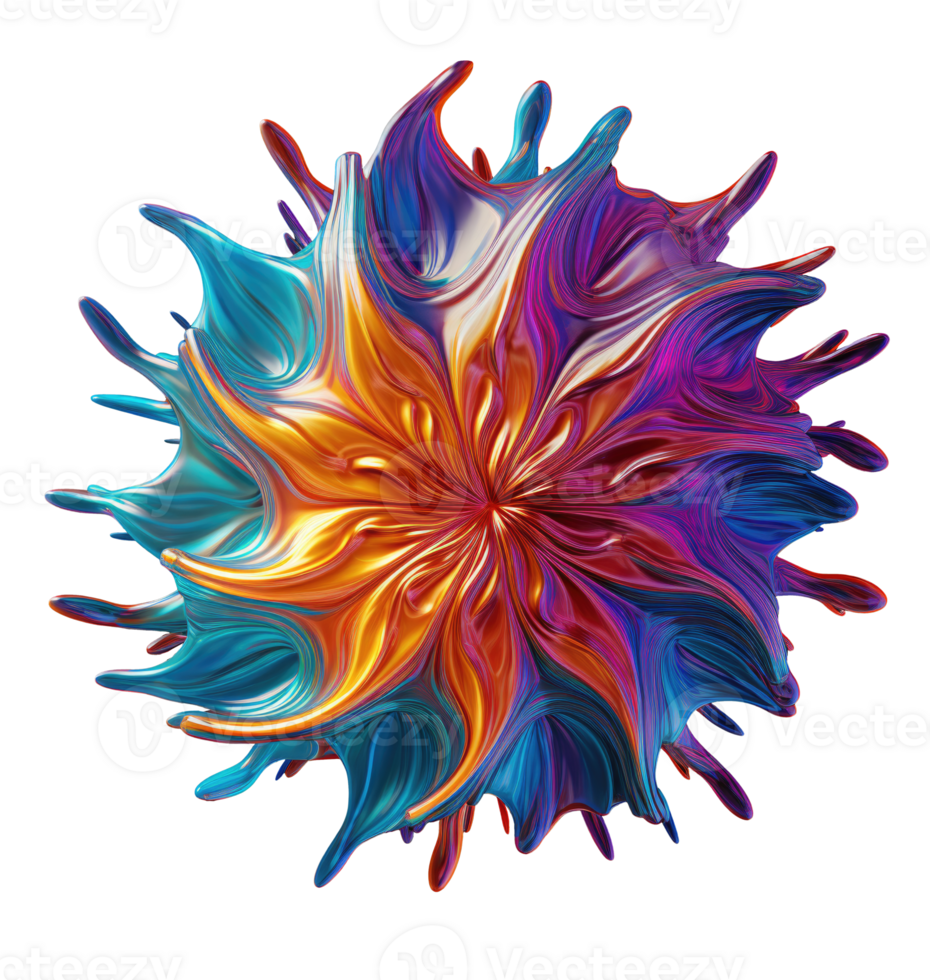 3D Iridescent Abstract Shape Isolated PNG - AI Generative