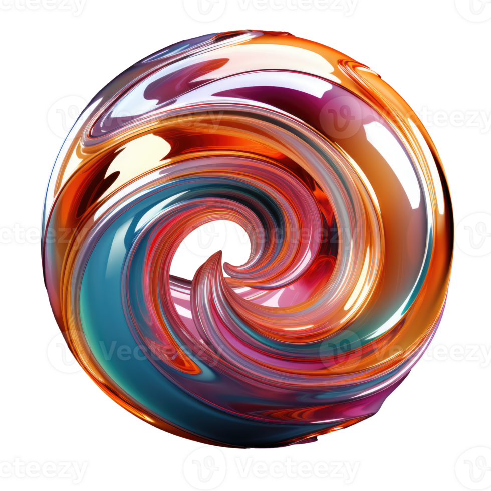 3D Iridescent Abstract Shape Isolated PNG - AI Generative