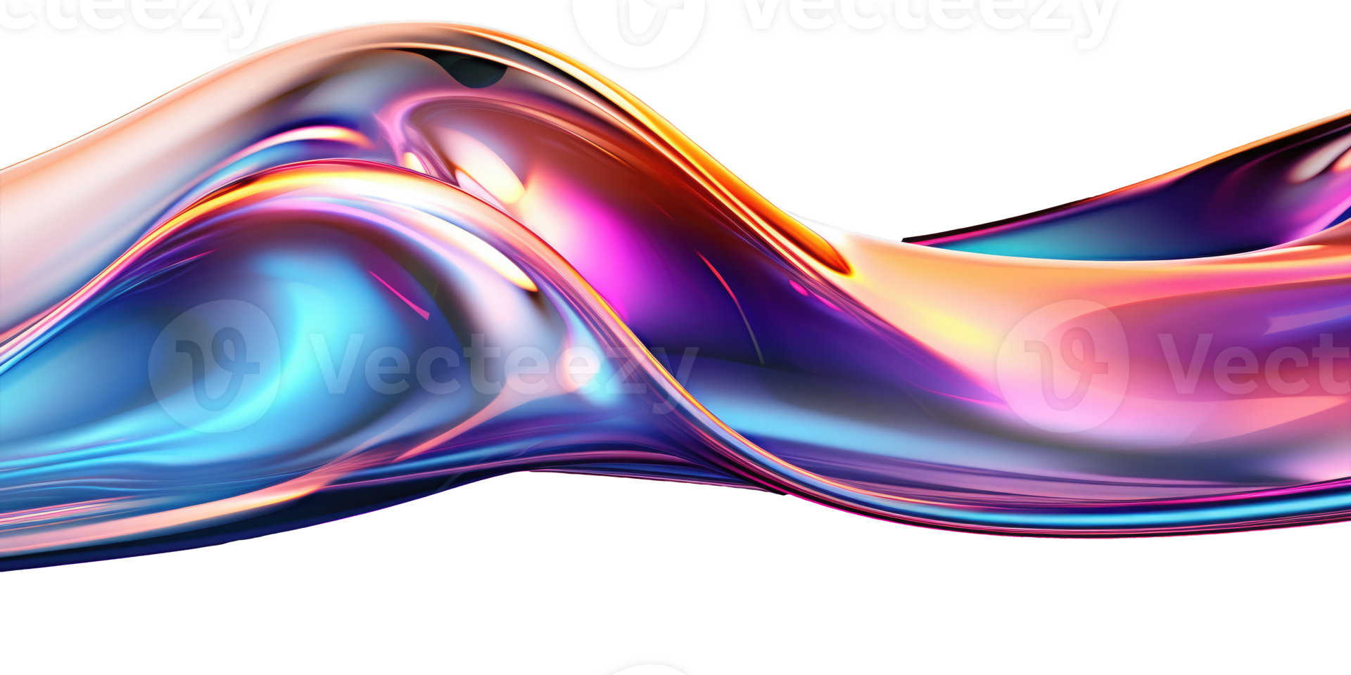 3D Iridescent Abstract Shape Isolated PNG - Generative AI
