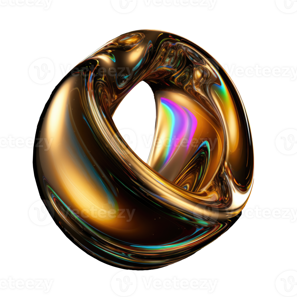 3D Iridescent Abstract Shape Isolated PNG - AI Generative