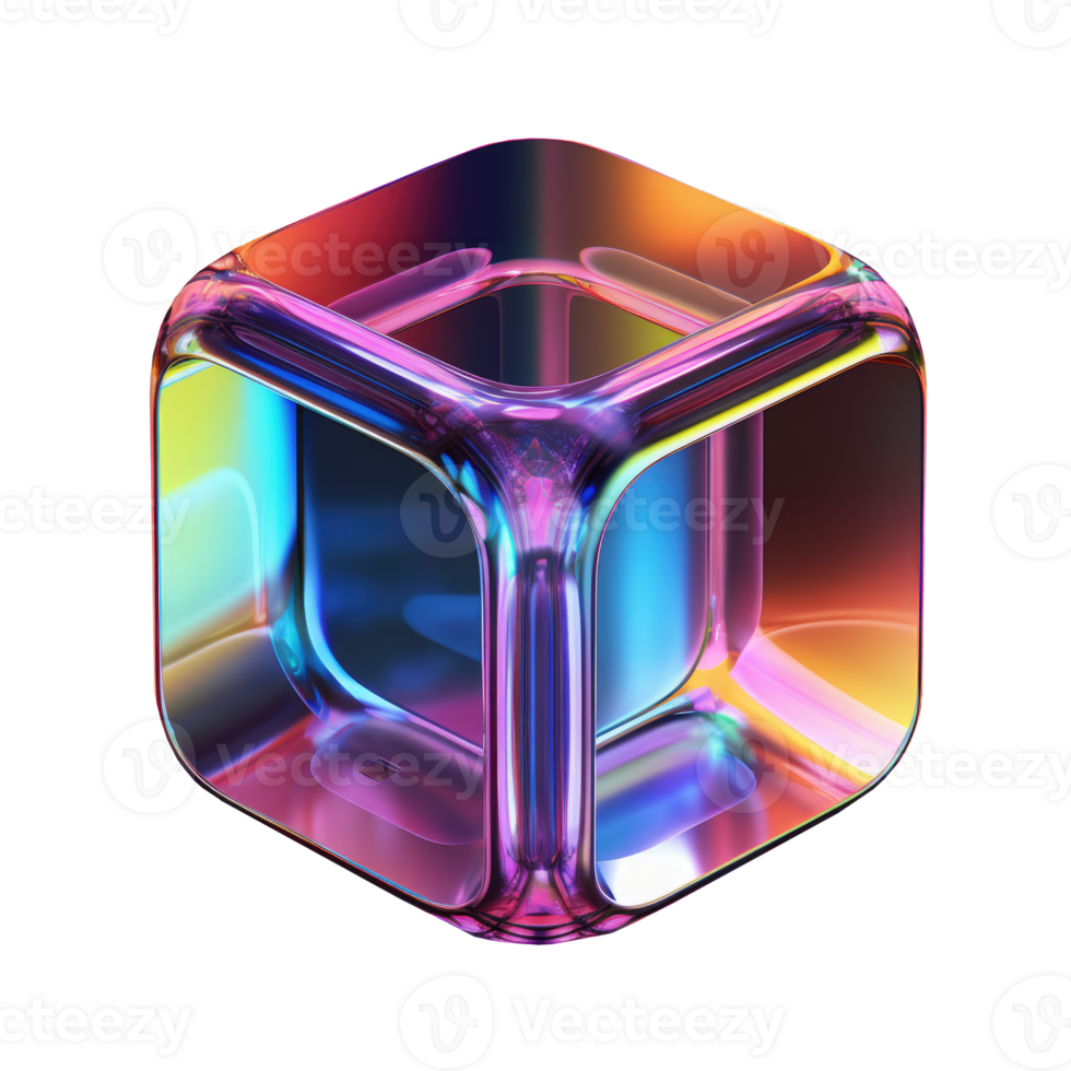 3D Iridescent Abstract Shape Isolated PNG - Generative AI
