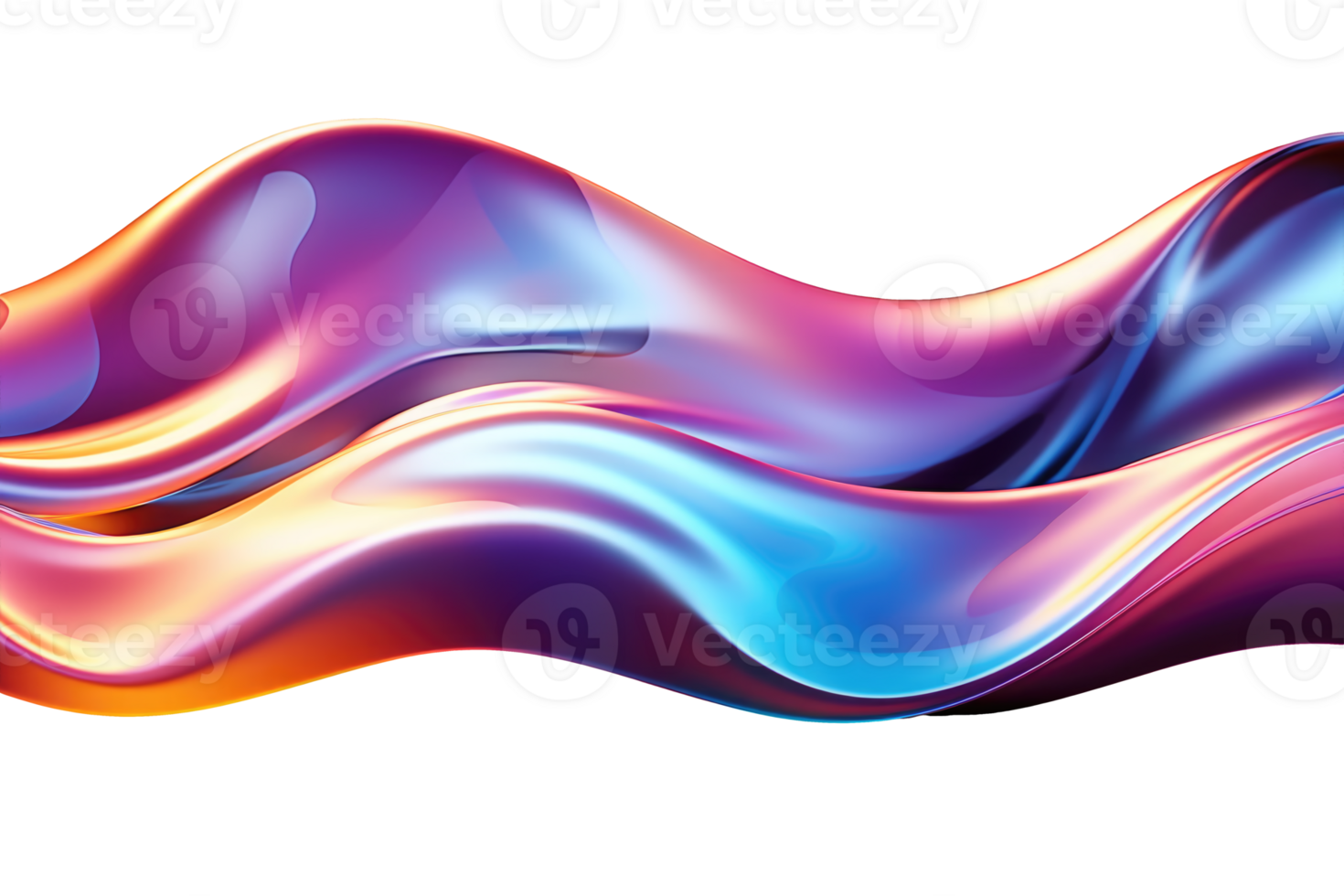 Iridescent 3D Abstract Shape Isolated AI Generative png