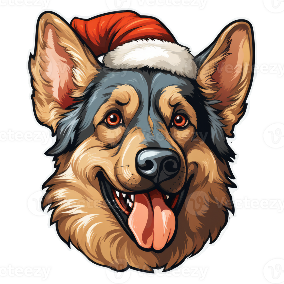Dog With Christmas Hat Isolated PNG - Generative AI