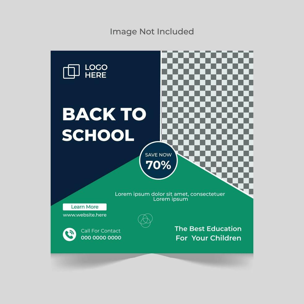 Back to school admission social media post banner design template vector