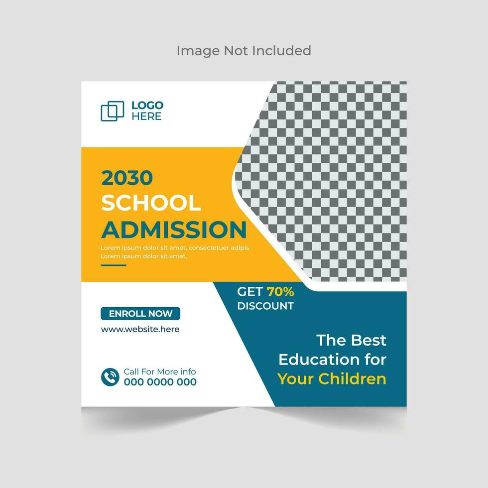 Back to school admission social media post banner design template vector
