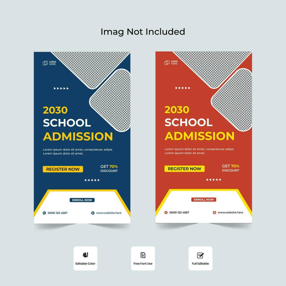 Back to school story template, School admission social media stories design. vector