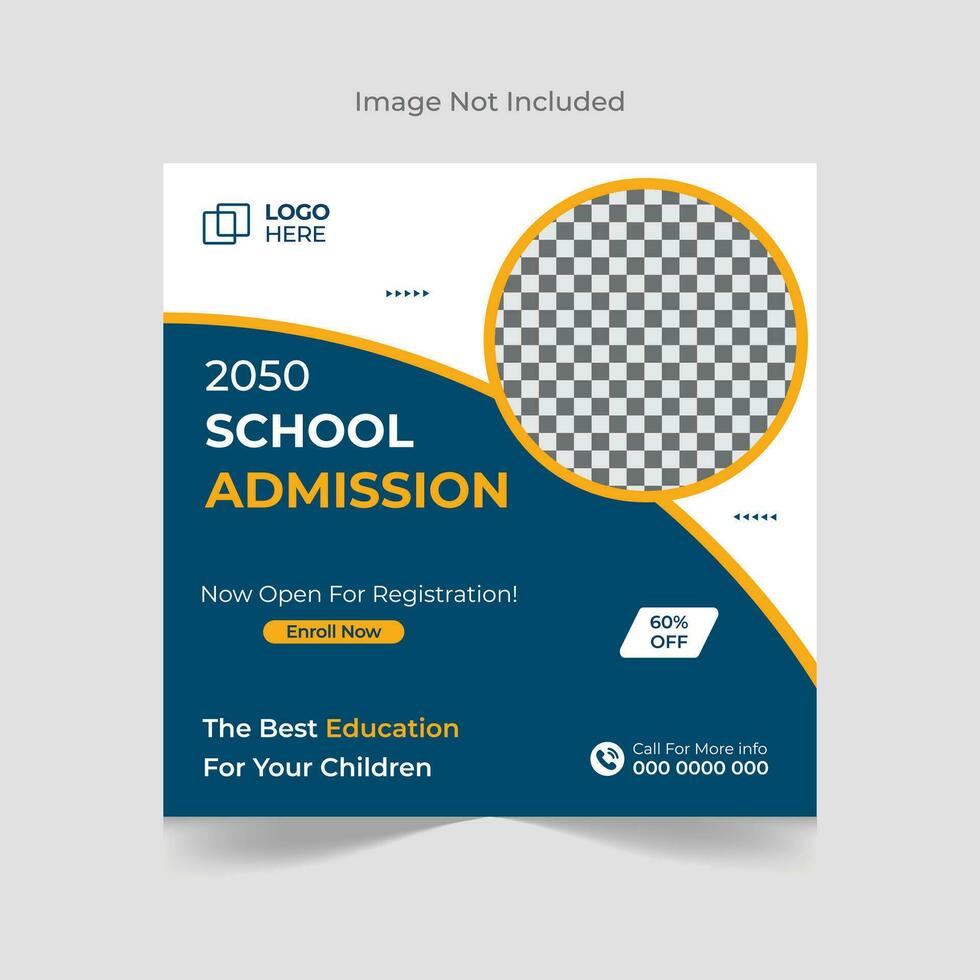 Back to school admission social media post banner design template vector
