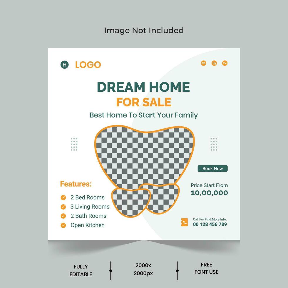 Real Estate post design,Real estate house social media post or square banner template vector