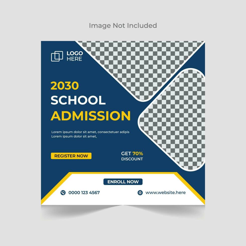 Back to school admission social media post banner design template vector
