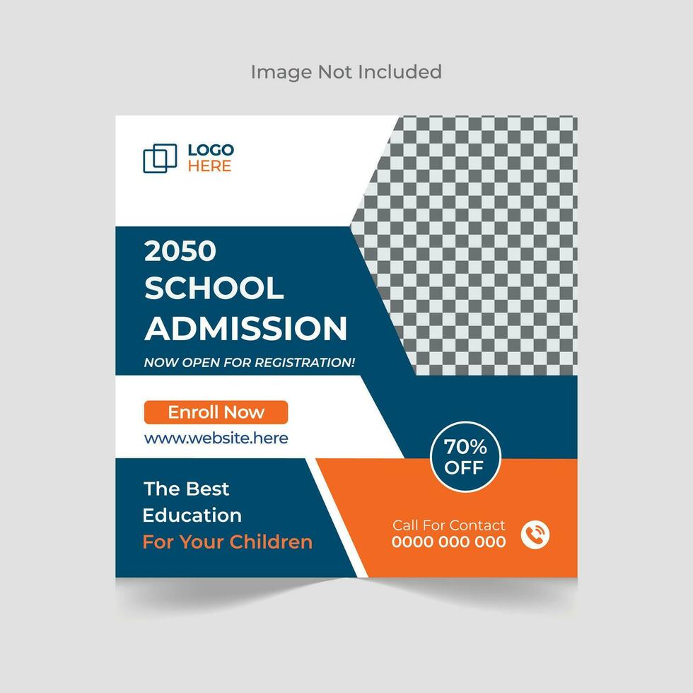 Back to school admission social media post banner design template vector