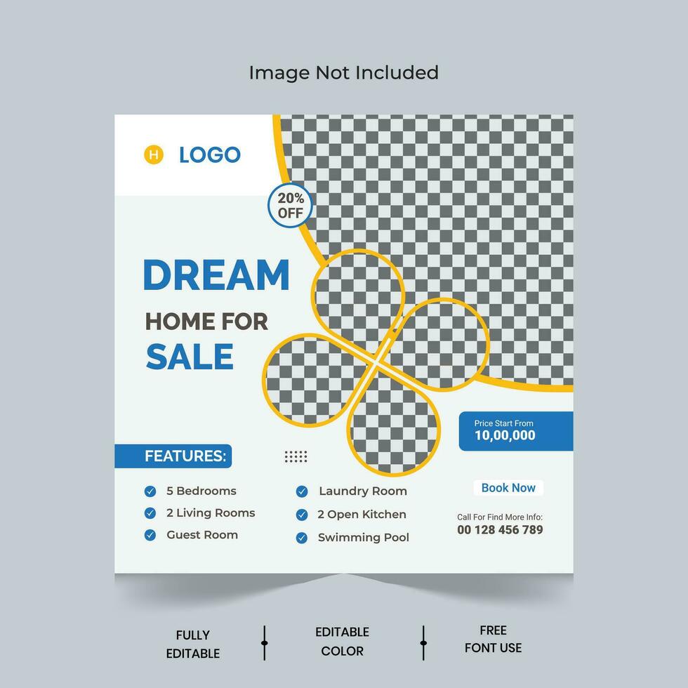 Real Estate post design,Real estate house social media post or square banner template vector