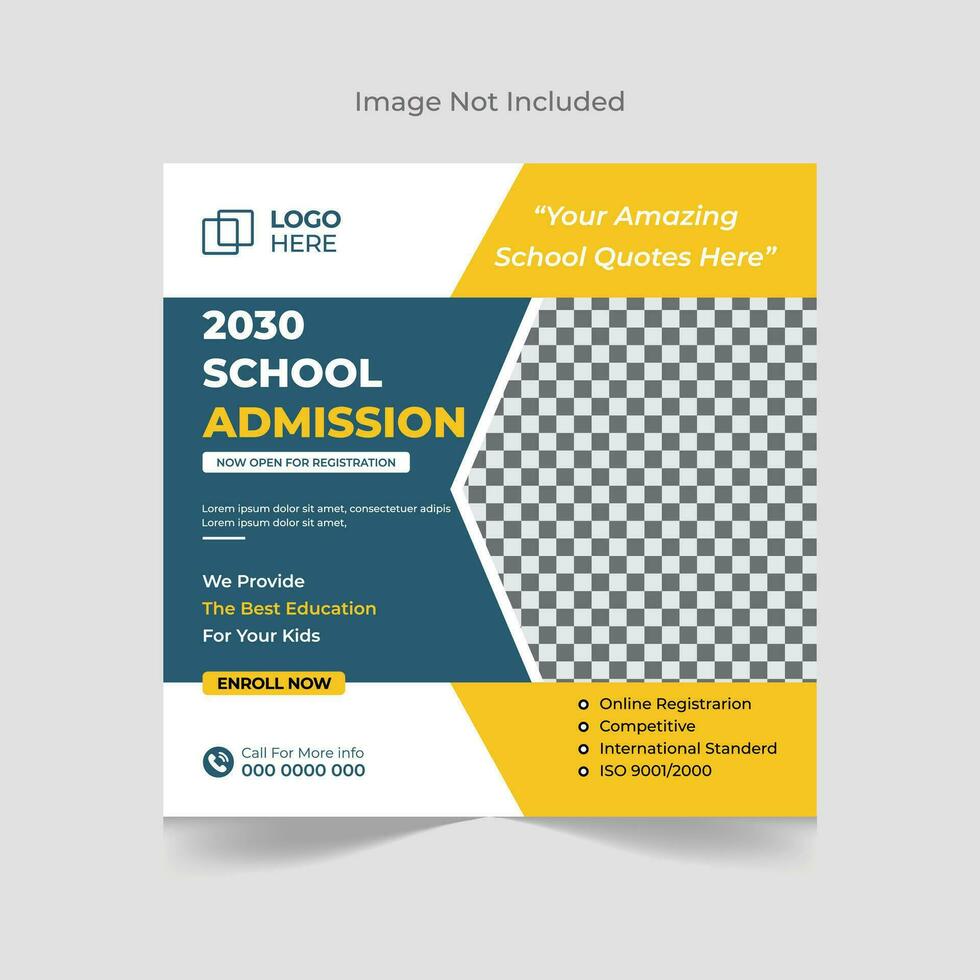 Back to school admission social media post banner design template vector