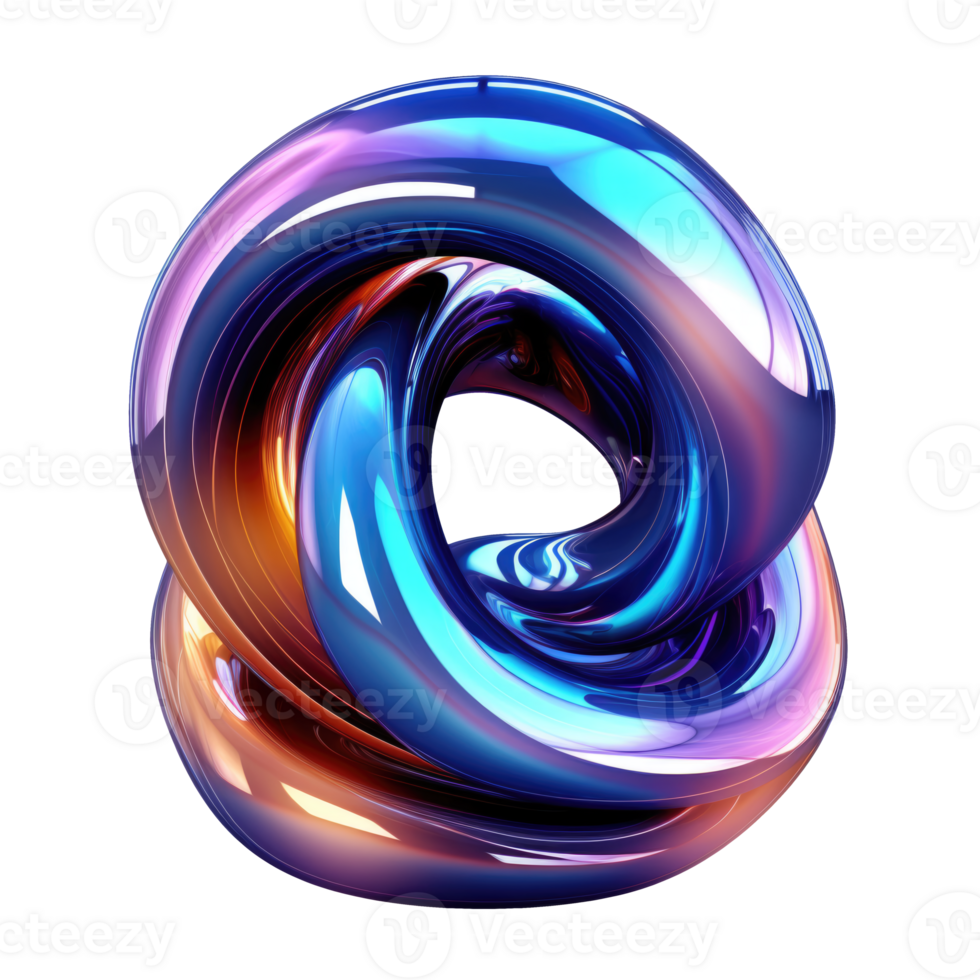3D Iridescent Abstract Shape Isolated PNG - Generative AI