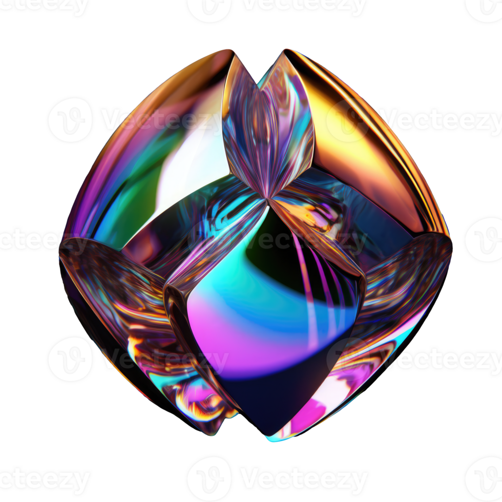 Iridescent 3D Fluid Abstract Shape Isolated AI Generative png