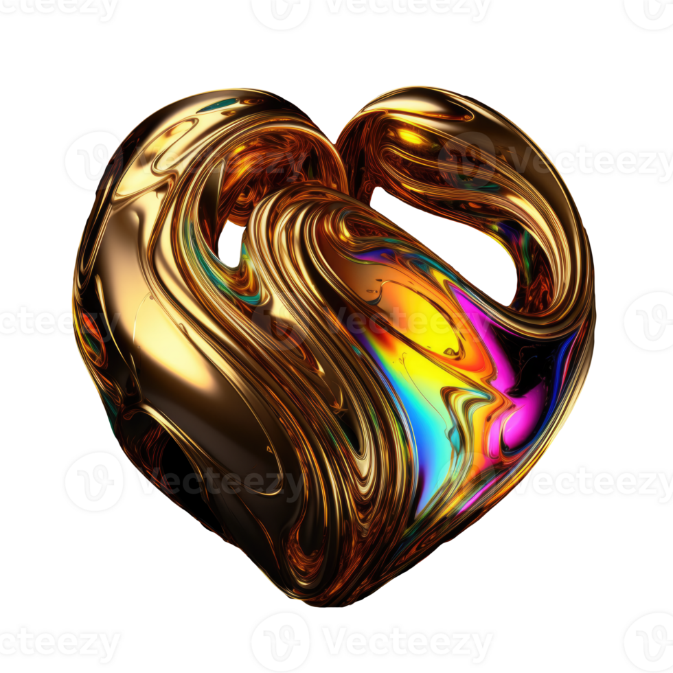 3D Iridescent Abstract Shape Isolated PNG - AI Generative