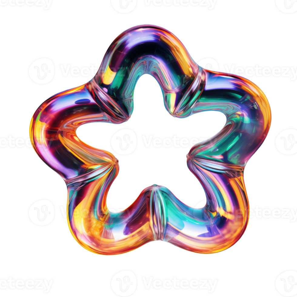 3D Iridescent Abstract Shape Isolated PNG - Generative AI
