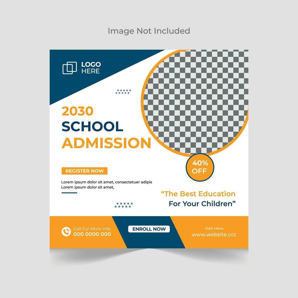 Back to school admission social media post banner design template vector