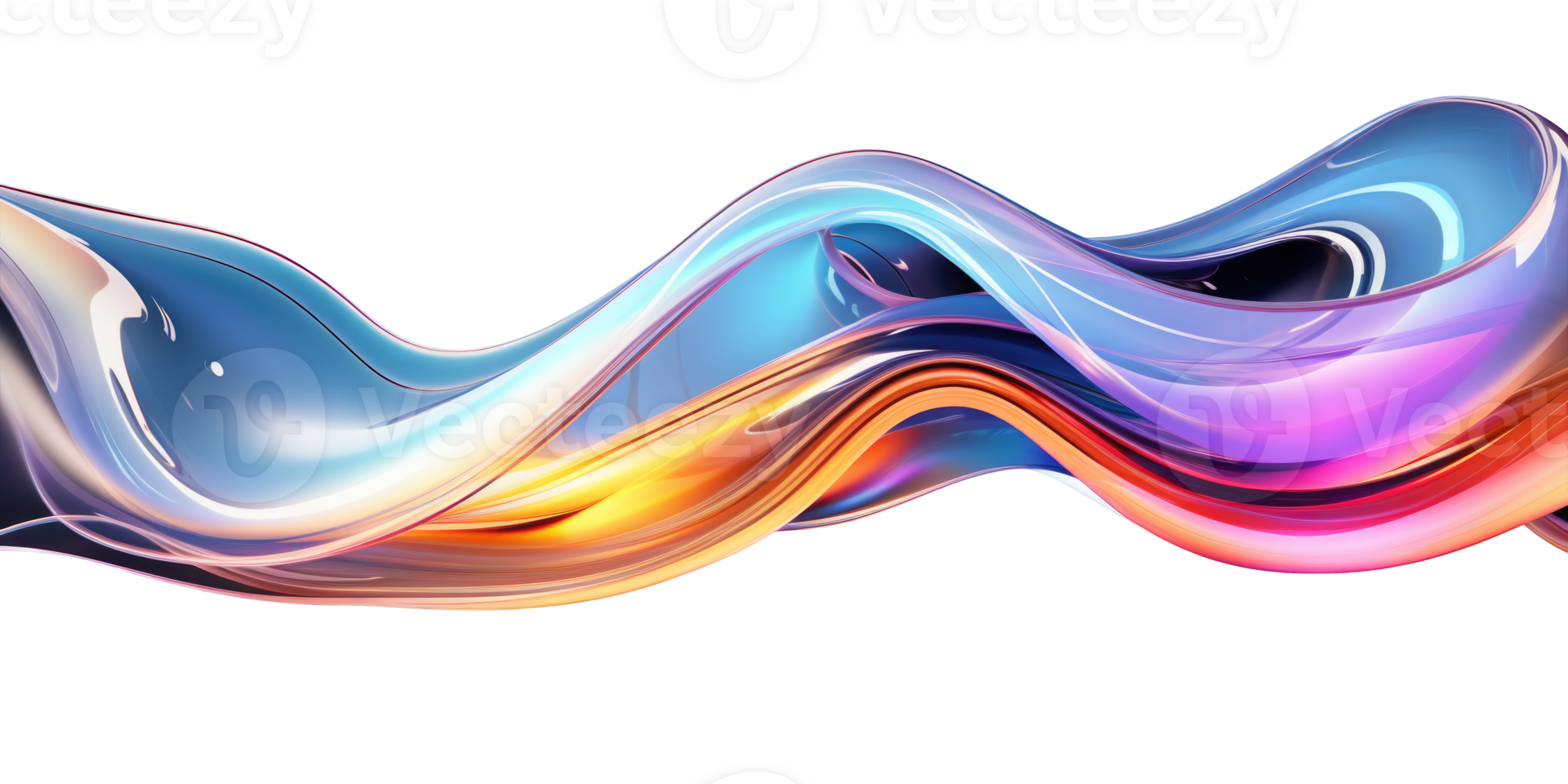 Iridescent 3D Abstract Shape Isolated AI Generative png