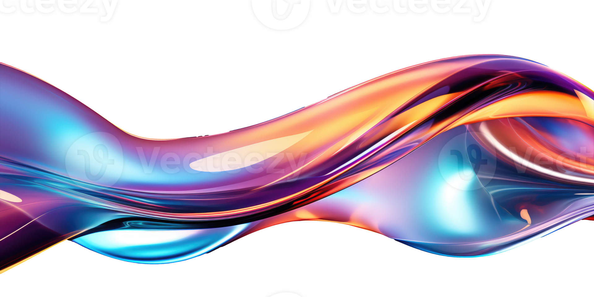 3D Iridescent Abstract Shape Isolated PNG - AI Generative