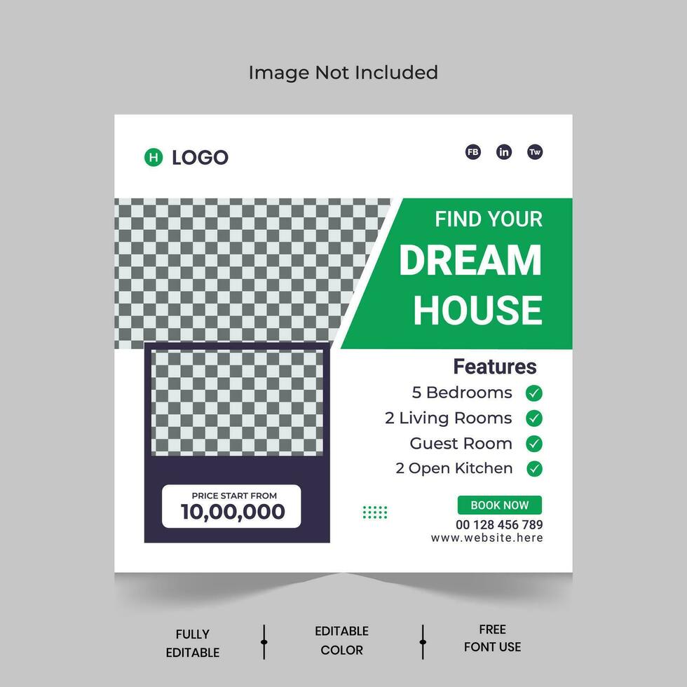 Real Estate post design,Real estate house social media post or square banner template vector