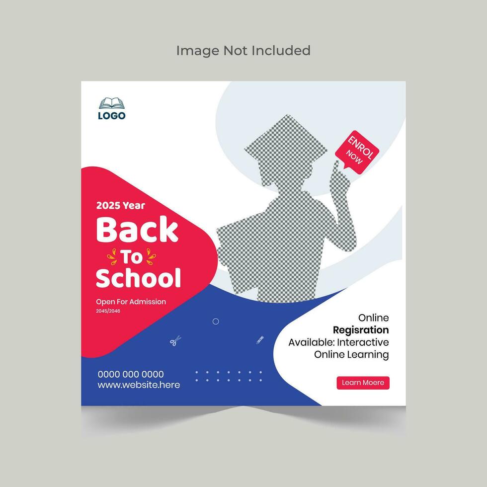 Back to school admission social media post banner design template vector