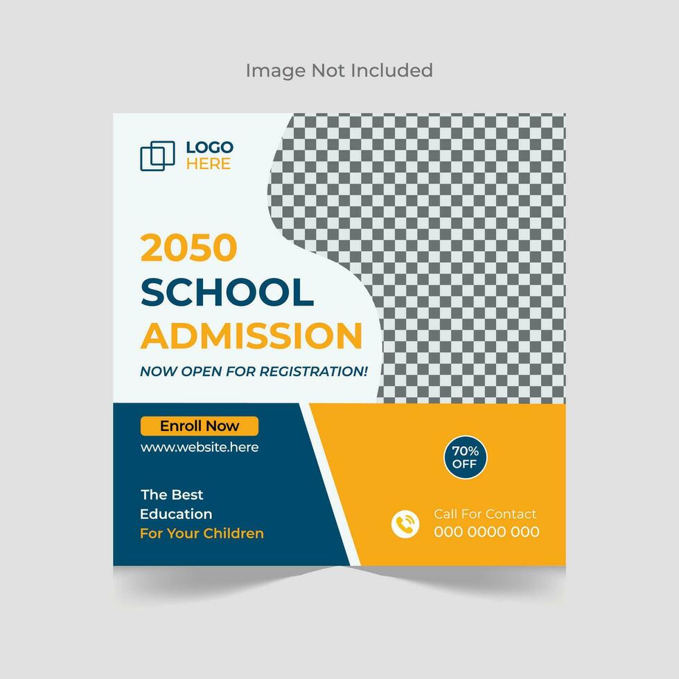 Back to school admission social media post banner design template vector