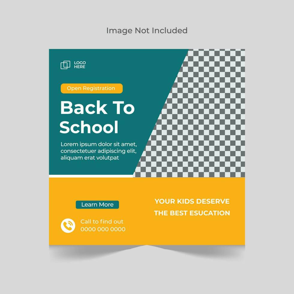 Back to school admission social media post banner design template vector