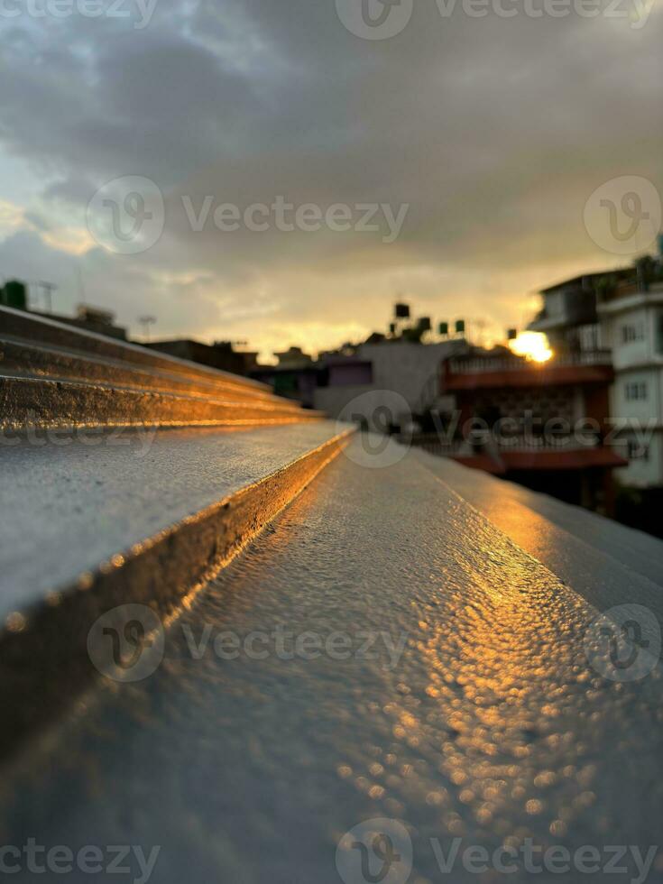 Sunset on the roof photo