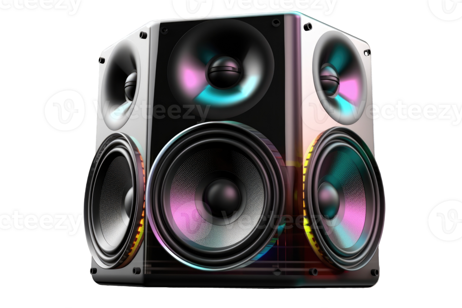 Iridescent woofer speaker isolated AI Generative png