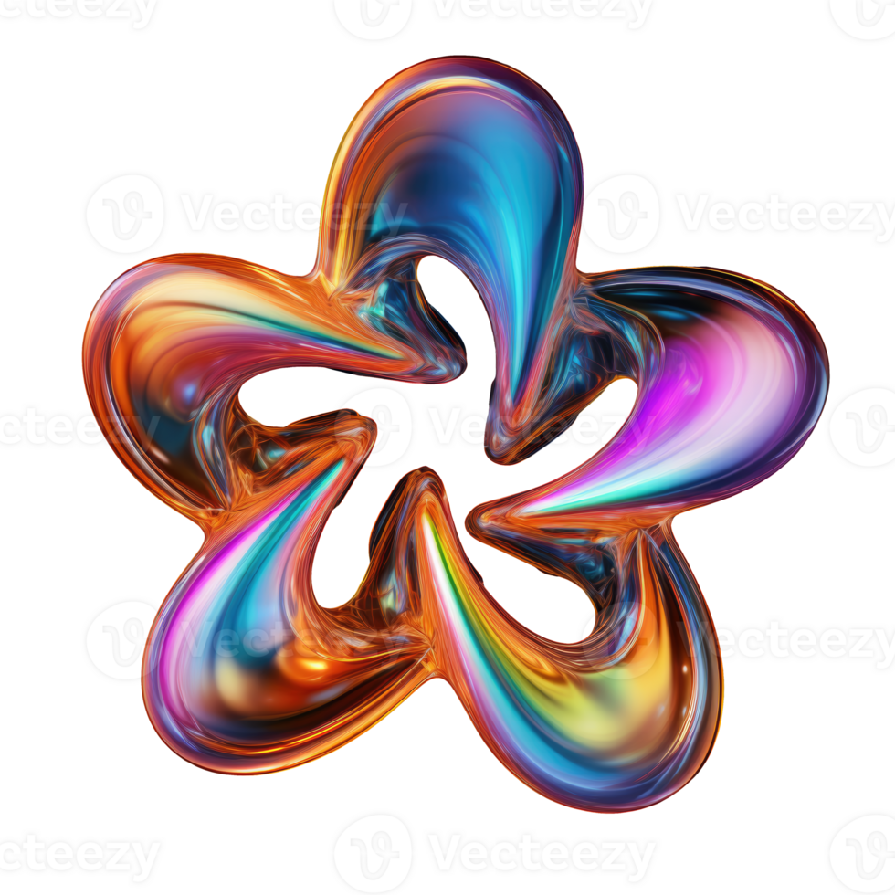 3D Iridescent Abstract Shape Isolated PNG - AI Generative