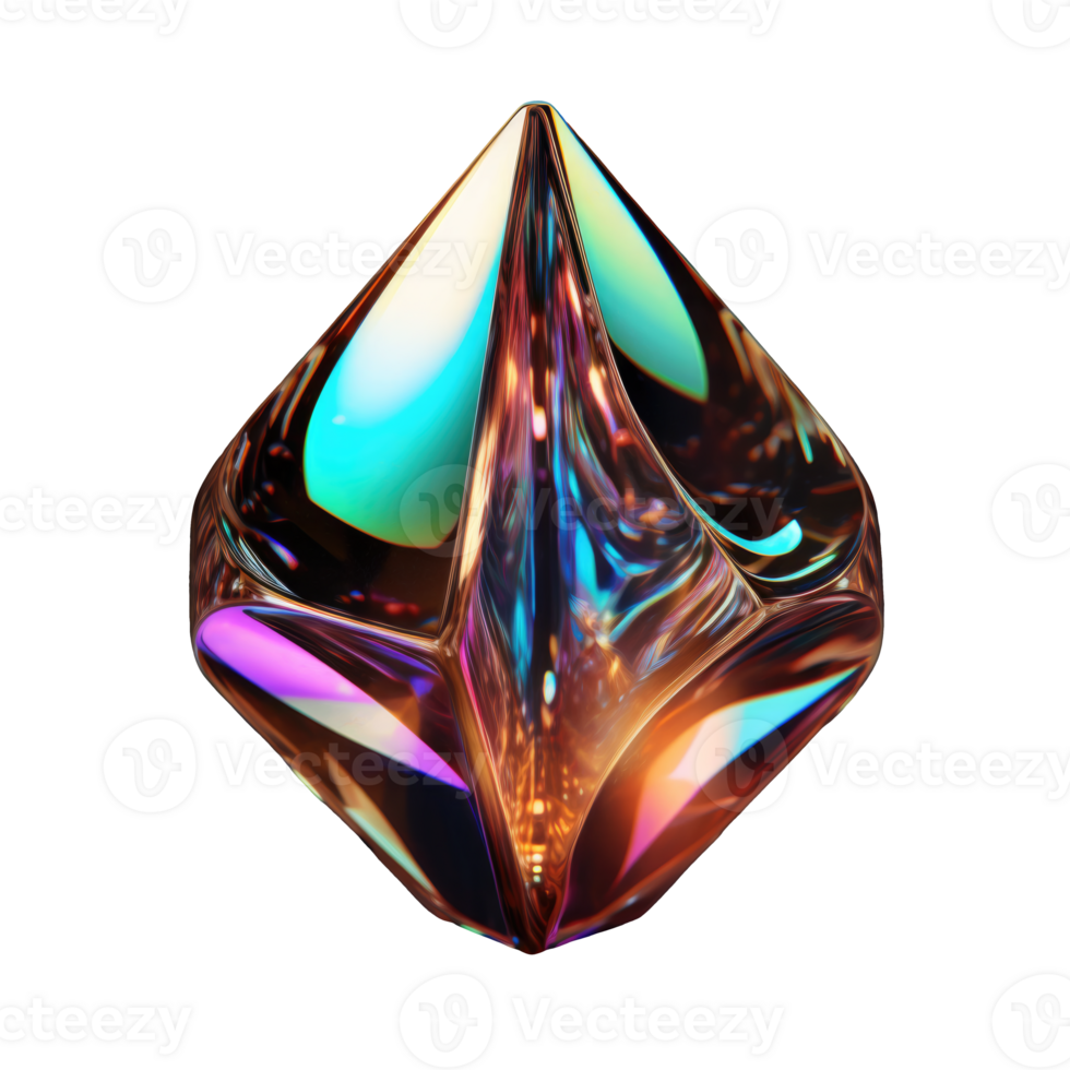 3D Iridescent Abstract Shape Isolated PNG - AI Generative