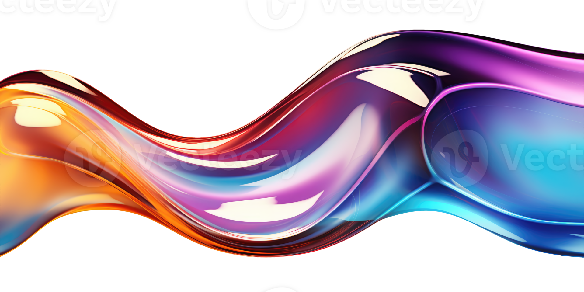3D Iridescent Abstract Shape Isolated PNG - AI Generative