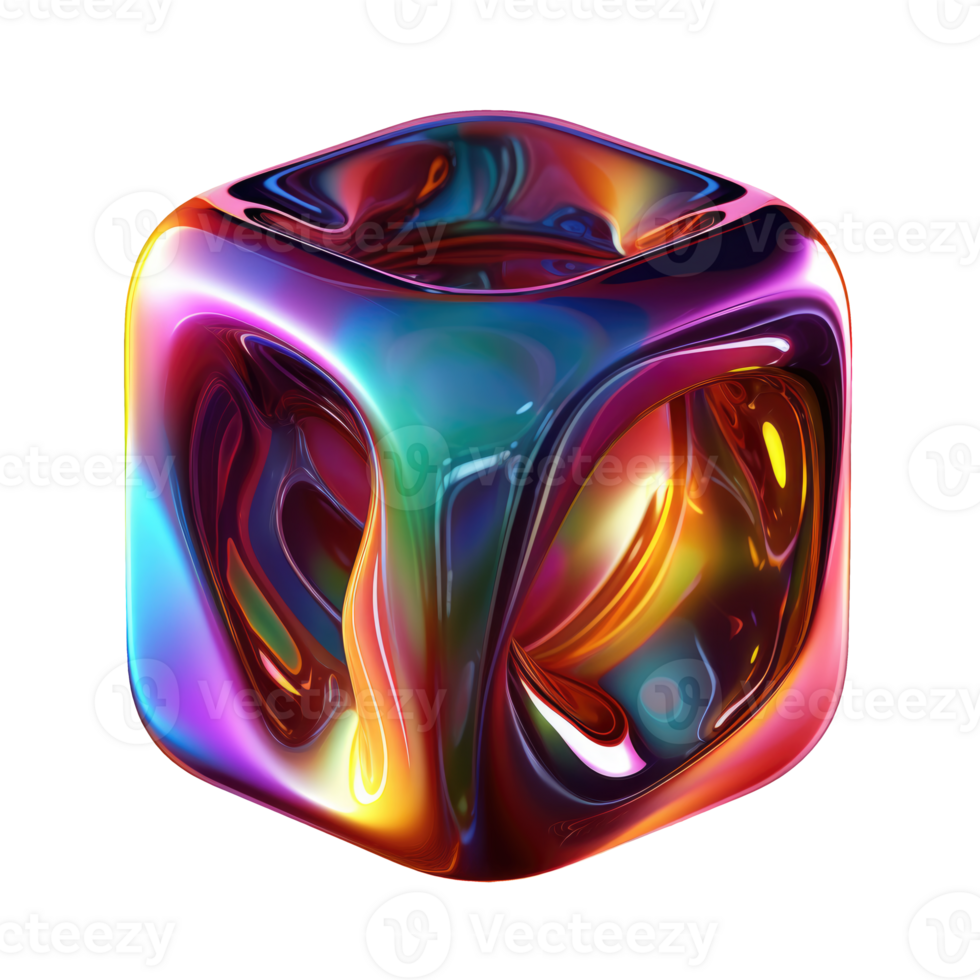 Iridescent 3D Abstract Shape Isolated AI Generative png