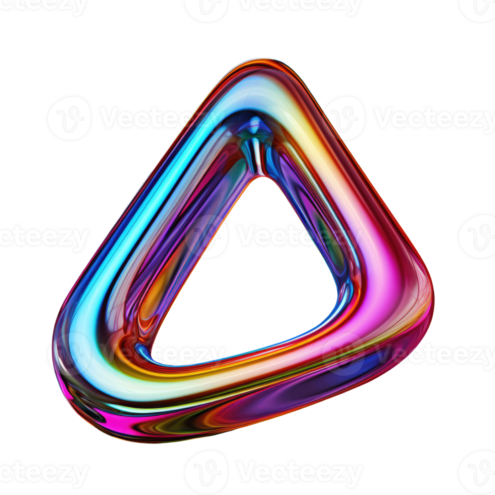3D Iridescent Abstract Shape Isolated PNG - AI Generative
